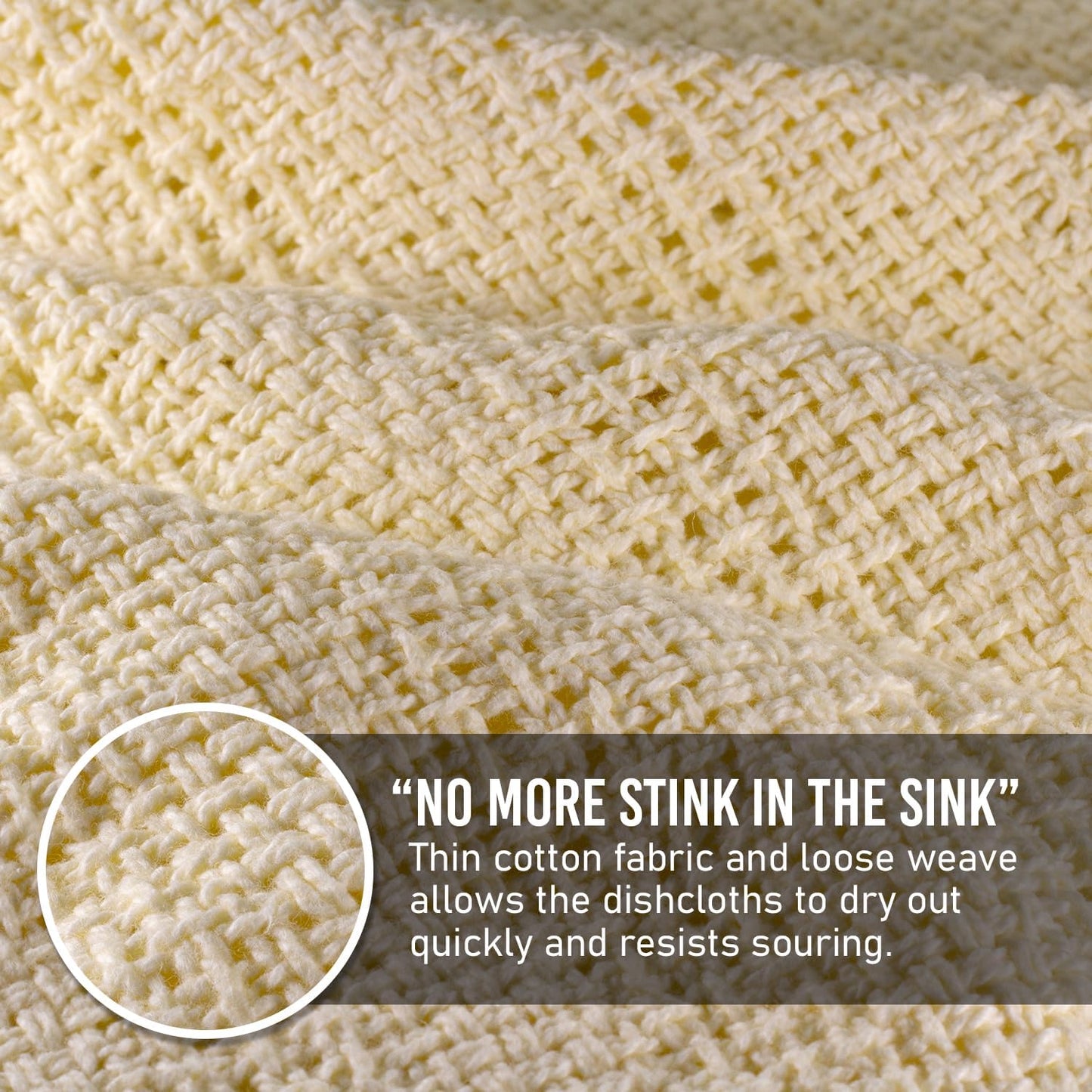 Old Fashion 100% Cotton Dishcloths - Set of 4 Mixed Colors - 2 Yellow/2 White -11" x 11"