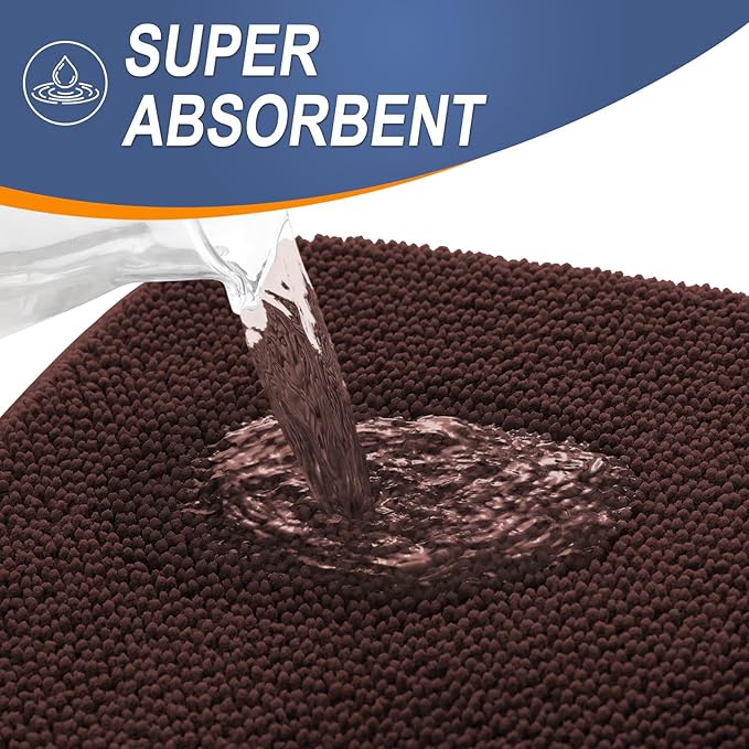 OLANLY Thick Memory Foam Bath Mat Rug 30x20, Extra Soft Absorbent Bathroom Rug, Quick Dry Bath Mats, Non-Slip, Machine Washable Carpet for Bathroom, Tub and Shower, Home Decor Accessories, Brown