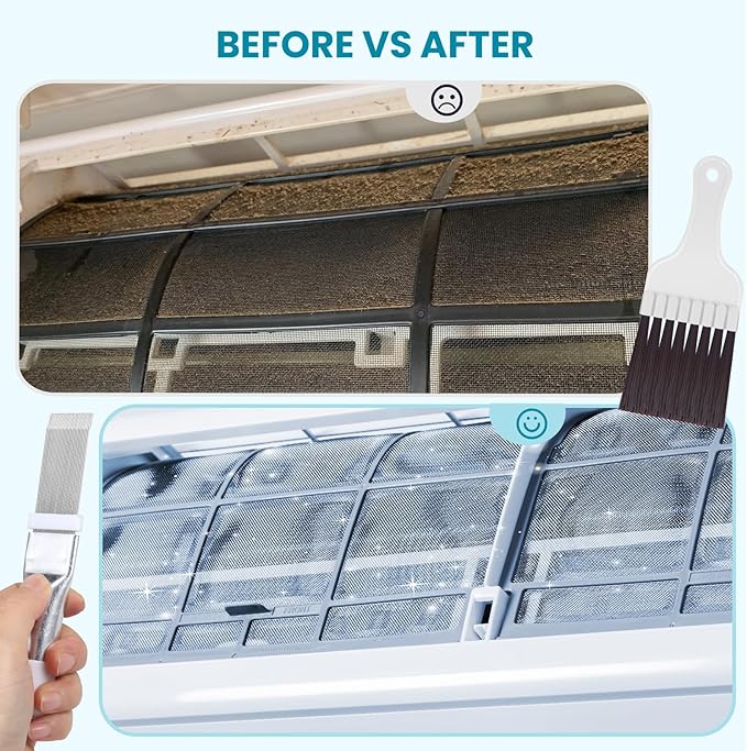 2pcs Air Conditioner Fin Comb Cleaner kit AC Coil Cleaning Brush Condenser Fin Straightener AC Evaporator Comb Radiator Repair Clean Tool(2)