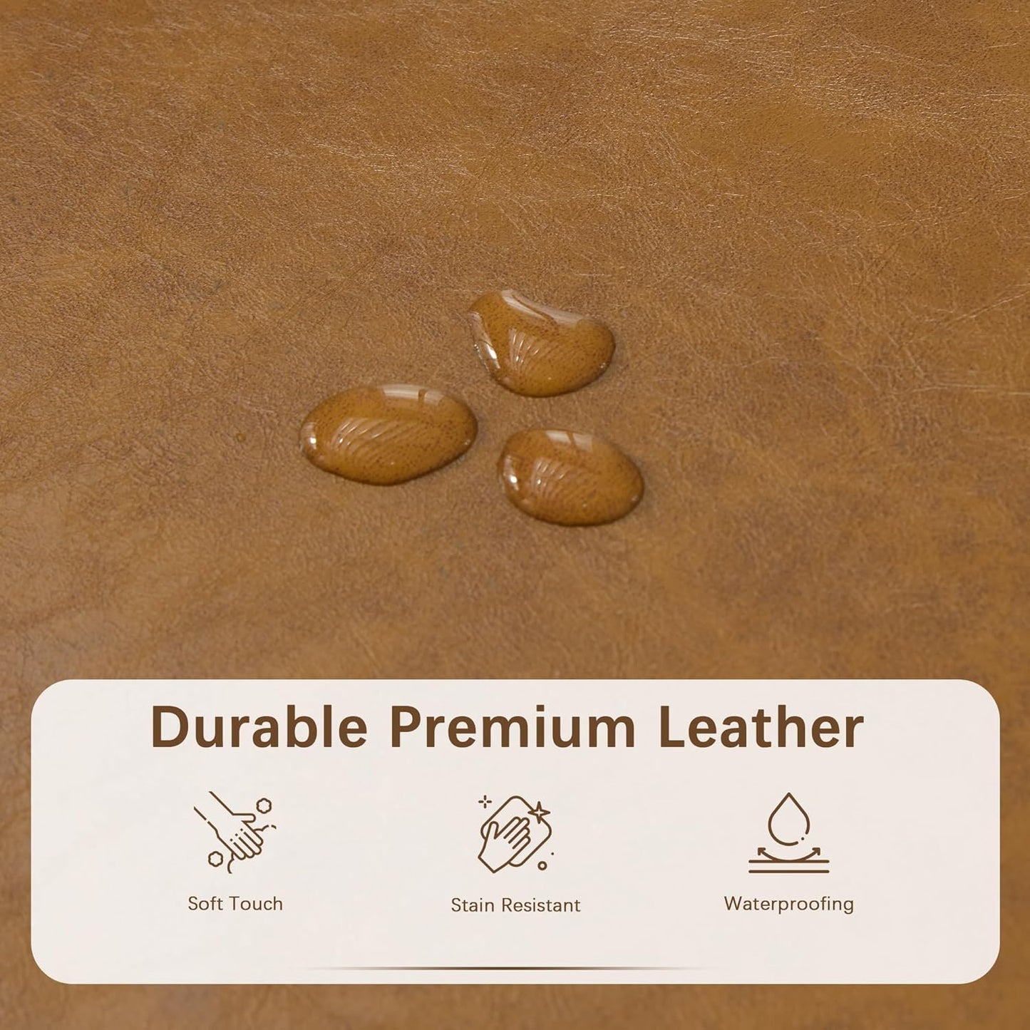 HUIMO Faux Leather Storage Ottoman Bench 50.3 Inch Extra Long PU Upholstered Bedroom Bench with Large Storage Space for The Living Room, Entryway, Bedroom Hold Up to 300lbs (Light Brown)