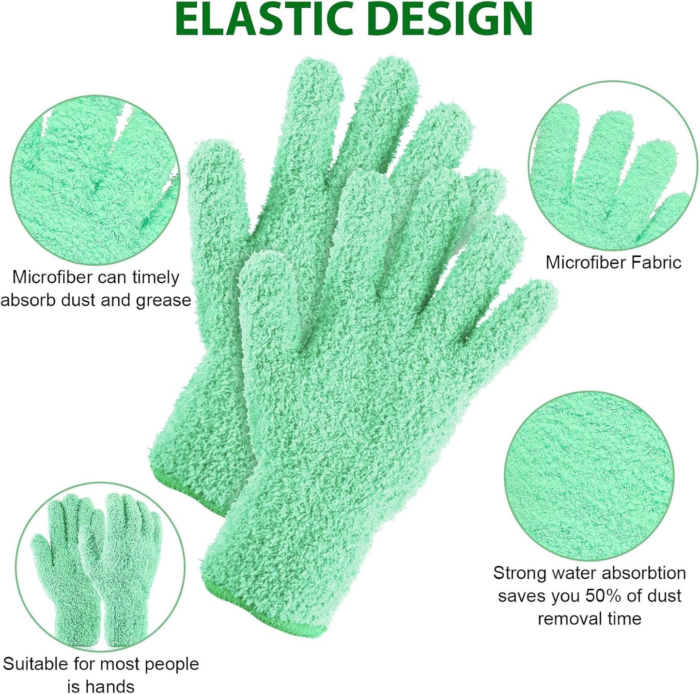 Plant Dusting Gloves, Microfiber Dusters for Cleaning Kitchen Indoor Mitt for House Use Desk Window Blind Screen Wash
