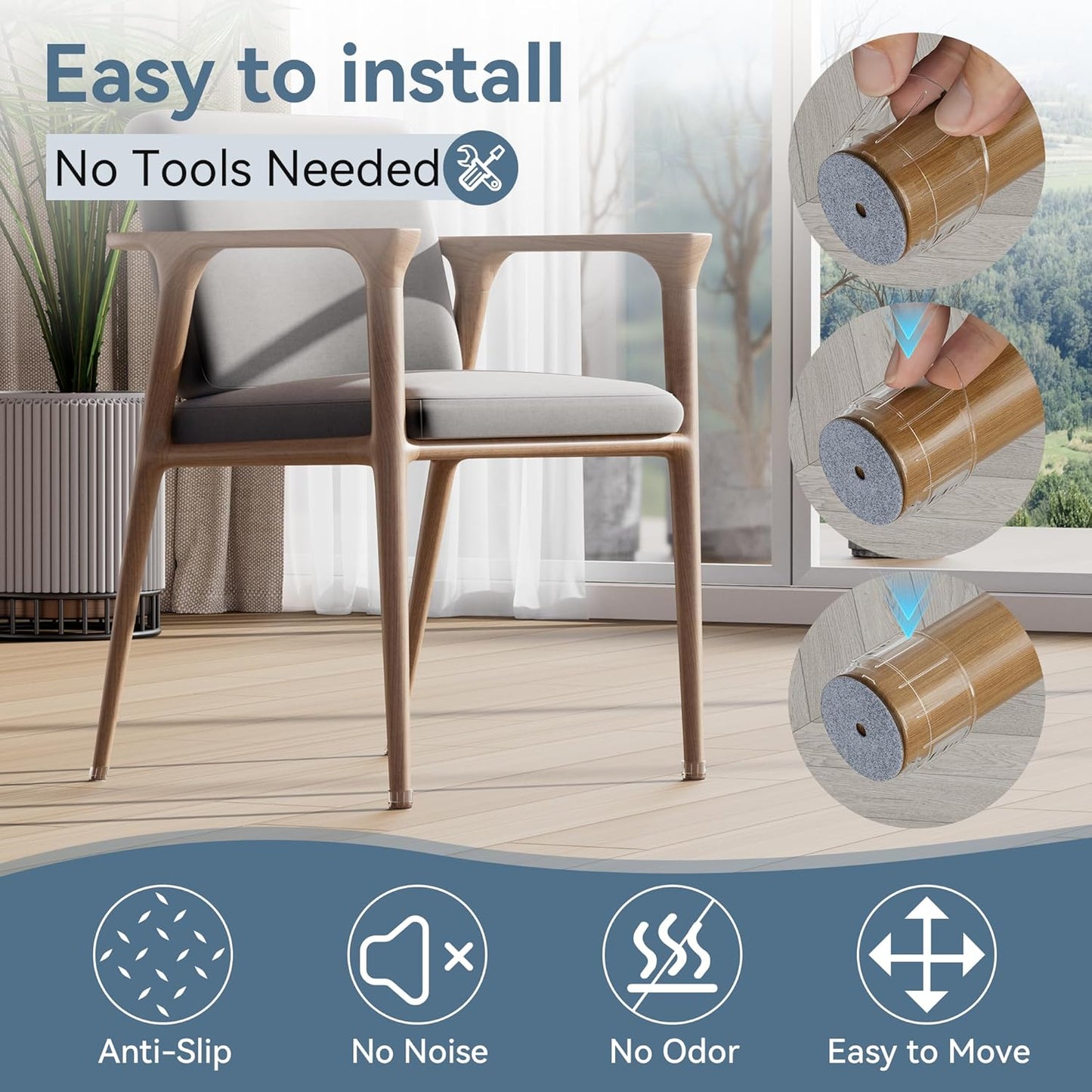 24PCS Extra Small Silicone Chair Leg Floor Protectors for Hardwood Floors, Thicken Rubber Chair Leg Cap Covers, Non Slip Furniture Leg Pads to Protect Wood Tile Floors from Scratches and Reduce Noise