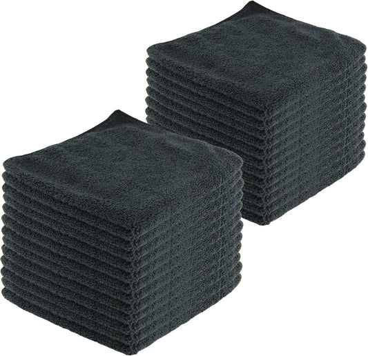 Microfiber Cleaning Cloths,24 Pack, 16"x16", All-Purpose, Softer, Highly Absorbent, Lint-Free, Reusable, Washable Pro Towels, Black, for House, Kitchen, Bathroom, Car, Office