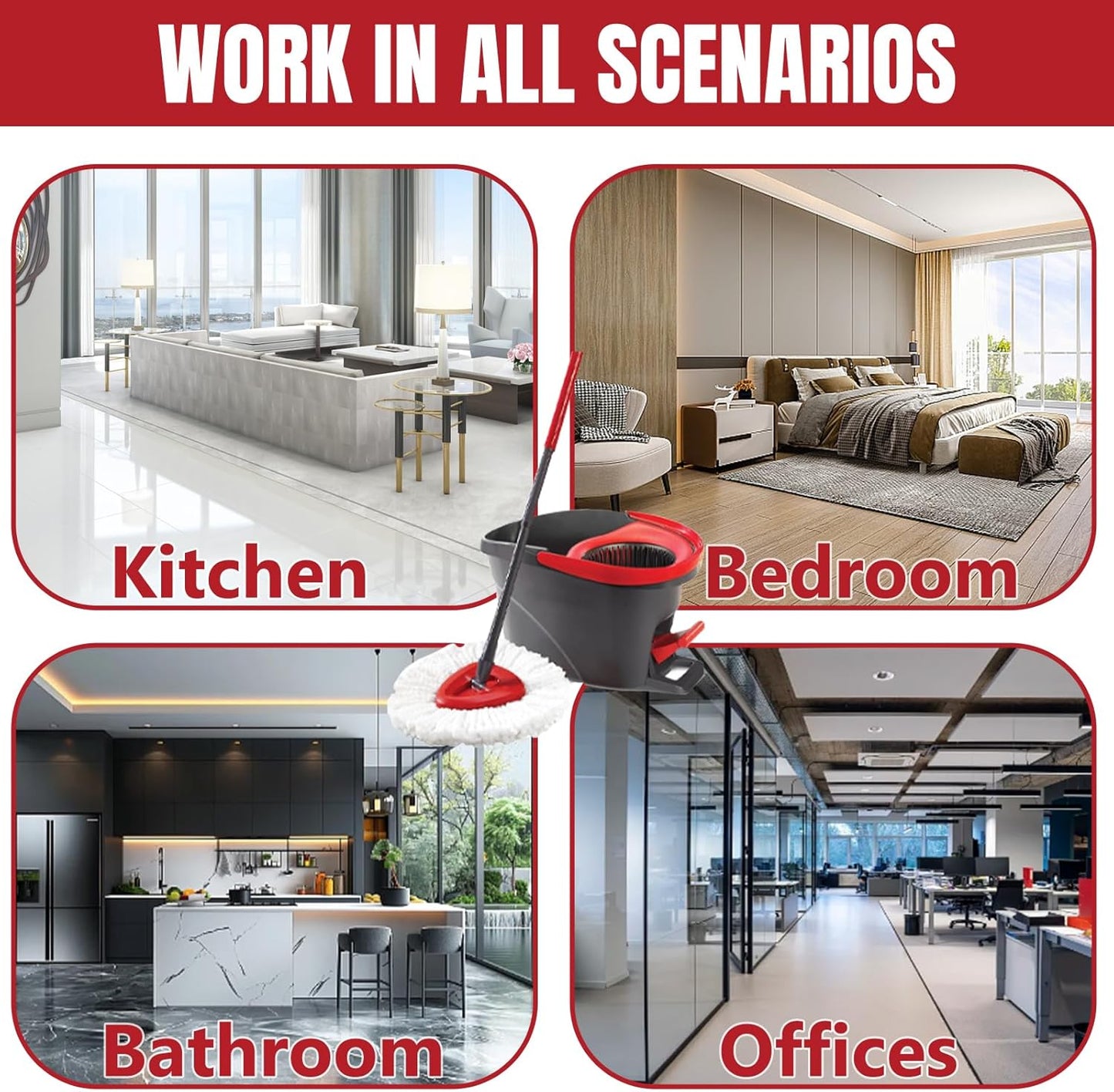 6Pcs Spin Mop Replacement Heads, White Large 360° Easy Wring Spin Mop Head 100% Microfiber Refill, Easy Cleaning Mop Head Replacement, Machine Washable for Easy House Cleaning Floor Mopping