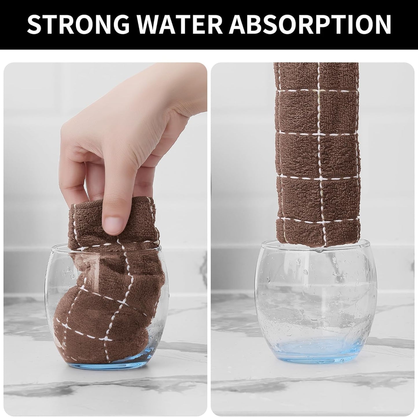 Homaxy 100% Cotton Terry Kitchen Dish Cloths, Ultra Soft and Absorbent Dish Towels for Kitchen, Suitable for Drying and Washing Dishes, 6 Pack, 12 x 12 Inches, Brown