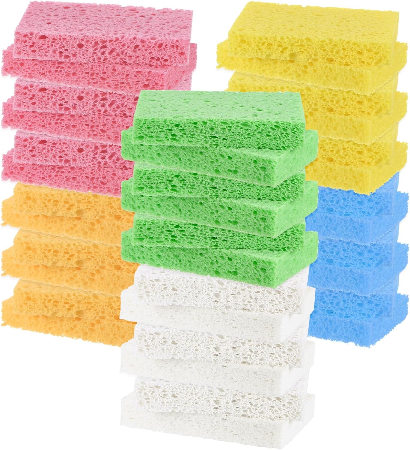 6-Set Kitchen Sponges, Condense Eco Cellulose Non-Scratch Scrub Heavy Sponge for Kitchen/Household/Bathroom, Clean Tough Messes Dish Scrubber [Multicolor]