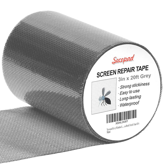 Grey Window Screen Repair Tape, 3IN X 20FT (240IN) Screen Repair Kit for Windows or Doors, Strong Adhesive Patch Kit Fiberglass Mesh Tape