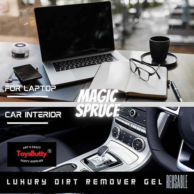 MAGIC SPRUCE Cleaning Gel for Car Interior, Universal Car Cleaning Kit With Mint Scented Luxury Silver Cleaning Gel Putty Reusable, Non-Water Keyboard Cleaner for Laptop Dust Cleaning in Containers