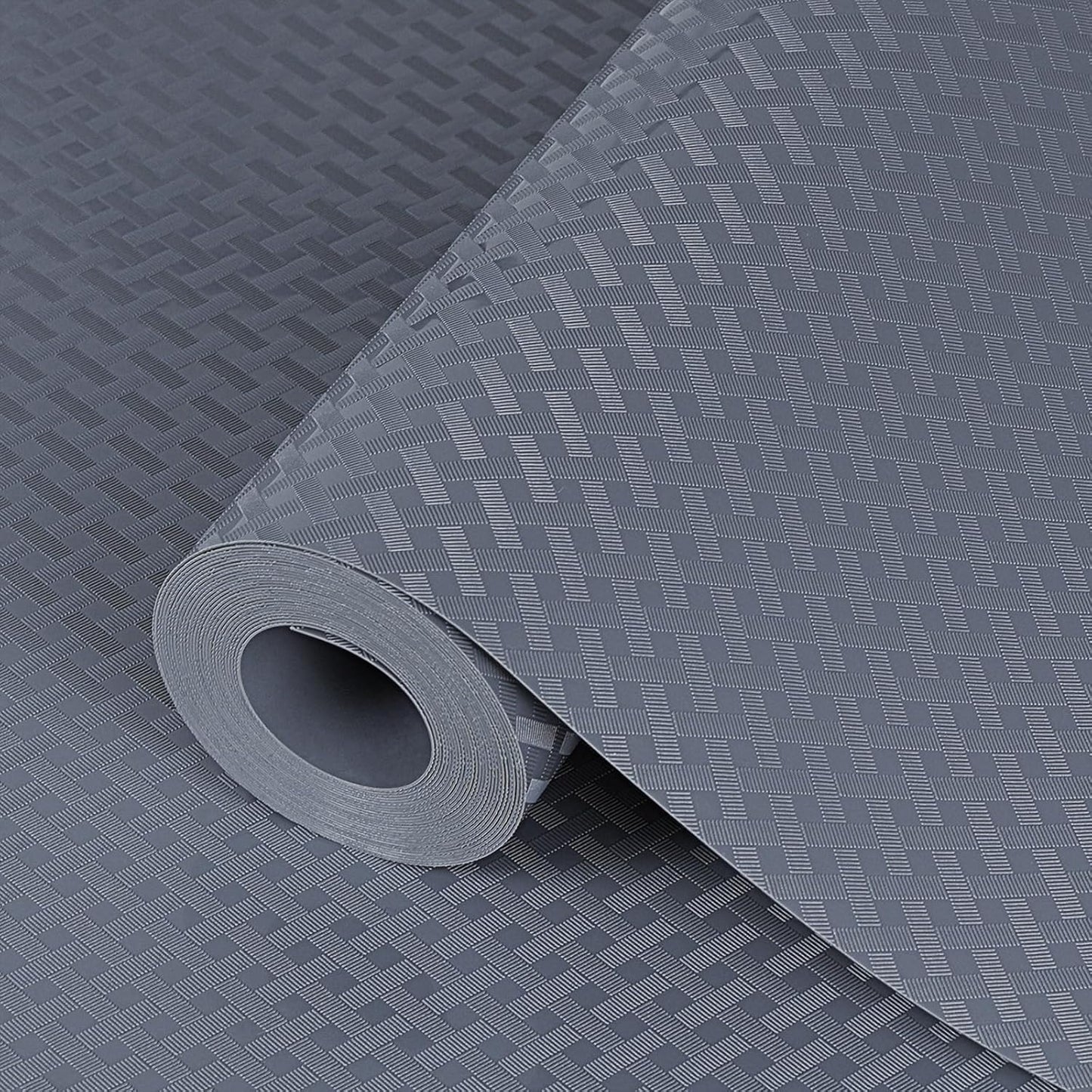 Shelf Liners 16 in x 20 ft EVA Drawer Mats, Non-Adhesive Cupboard Pad, Kitchen Cabinet Lining Fridge Cushion (Gray Crossed Stripe, 40.7x610cm)