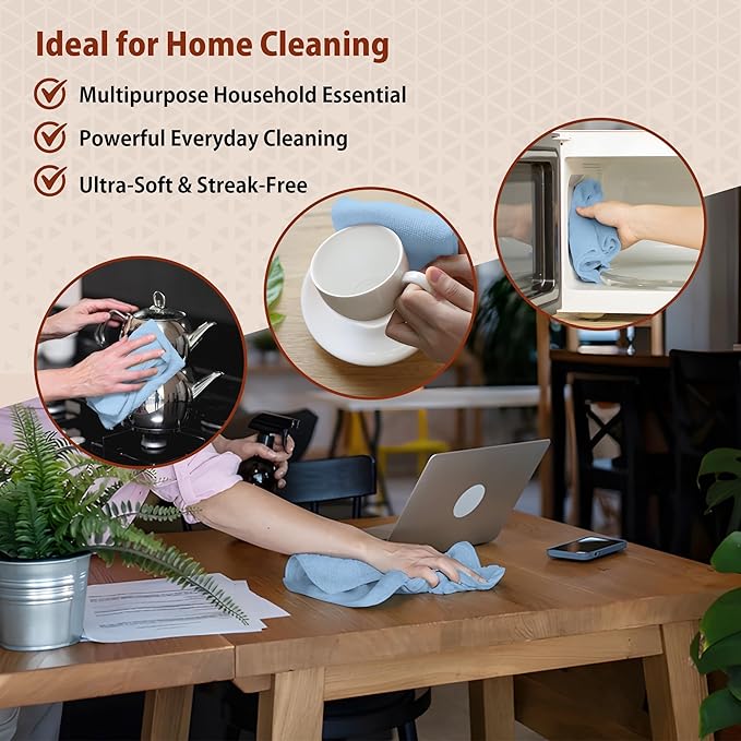 H4N Microfiber Cleaning Cloth Roll, 85 Pack Micro Fiber Wash Cloths for Car, Tear Away Towels, Ultra Absorbent Dish Rags, Non-Abrasive, Reusable and Washable Household Supplies, 11.81" x 11.81", Blue