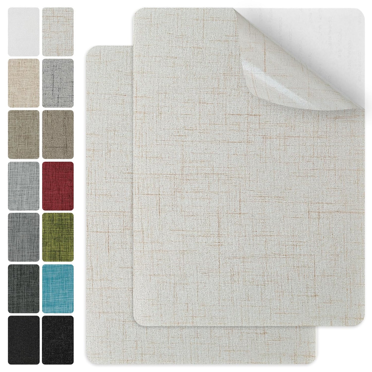 J.CARP 2Pcs Linen Repair Patches, Large Self-Adhesive Fabric Patch for Sofas, Couch, Furniture, Car Seats (8 * 11 inches-2PCS Floral Beige)