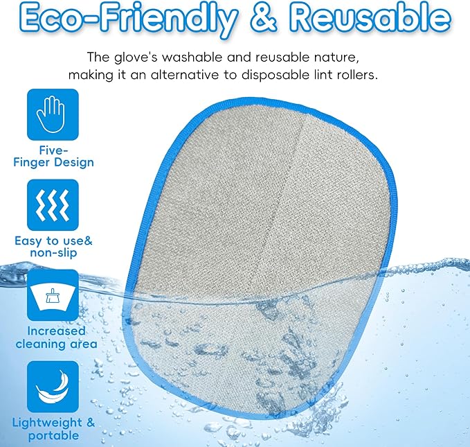 Pet Hair Removal Glove, Five-Finger Magic Brush Electrostatic Mitt 2 PCs, Pet Hair Remover Tool for Dog & Cat, Reusable Pet Hair Gloves Pet Grooming Needs, Fur Remover for Couch & Clothing