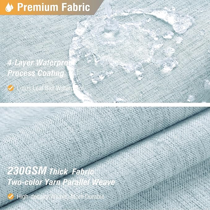 BTTN Stall Fabric Shower Curtain - 36x72 Inch Narrow Linen Textured Heavy Duty Shower Curtain Set with 6 Plastic Hooks, Half Neutral Minimalist Waterproof Modern Shower Curtains for Bathroom, Fog Blue