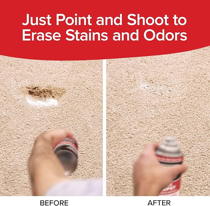 Bull Shot Carpet Spot & Stain Remover by Horsepower, AS SEEN ON TV, Made In USA, Just Point & Spray, Stain-Lifting Foam-Action, Pet Stains & Odors, Coffee, Soda, Wine, Grease, New & Old Stains & More
