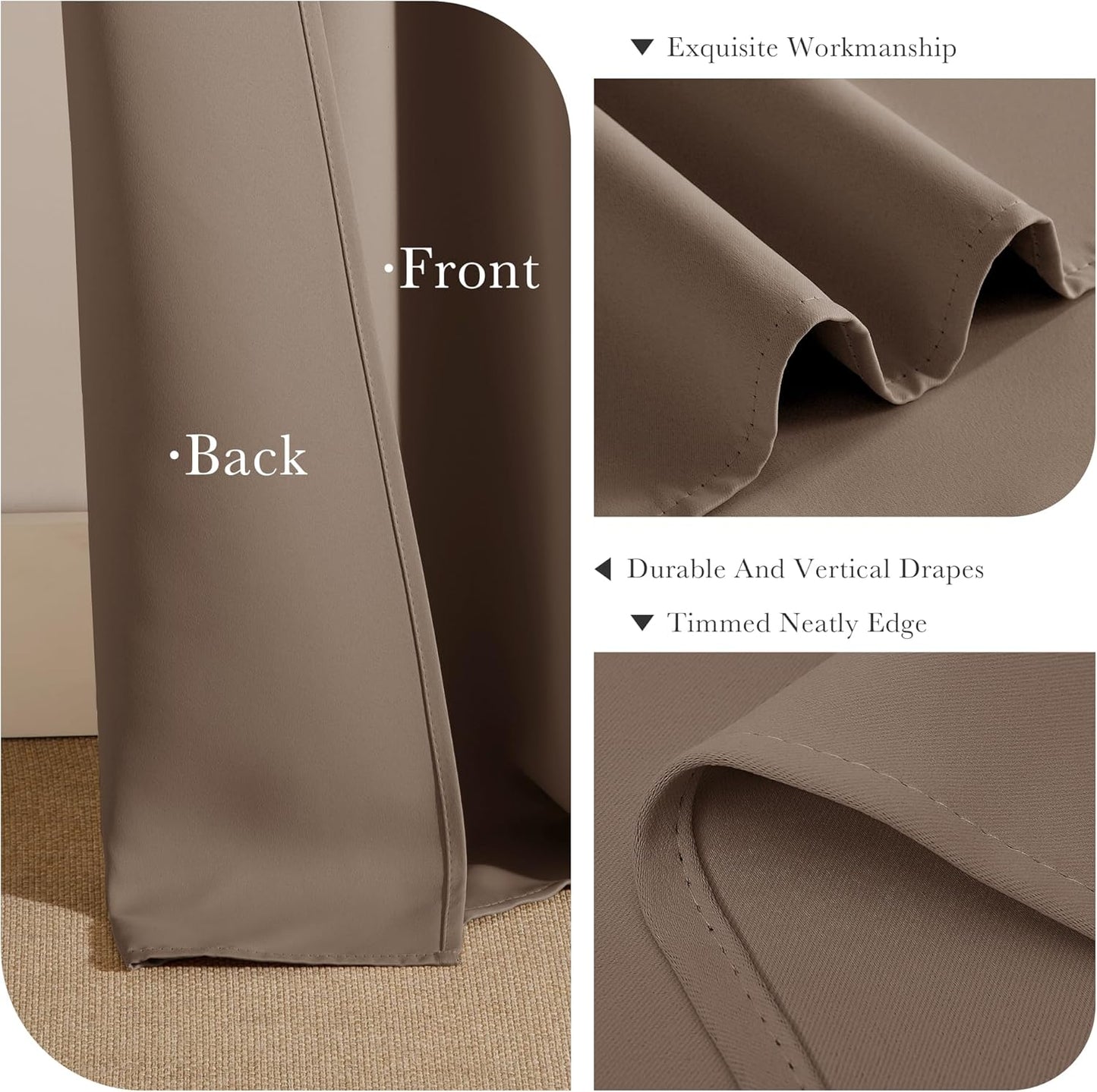 PONY DANCE Dark Brown Blackout Curtains for Living Room 2 Panels, Window Treatment Thermal Insulated Solid Grommet Blackout Drapes for Bedroom, W 42" x L 60", Chocolate Brown