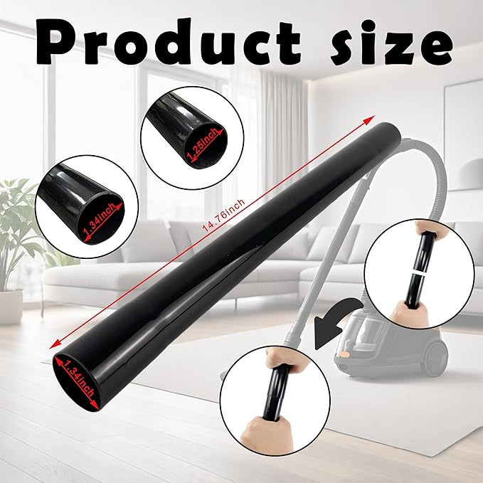 Vacuum Extension Tubes, 1.25 Inch Diameter, 14.76 Inch Length - Black | Compatible with 1-1/4 Inch Hose Wet/Dry Vacuum Cleaners | Versatile Tool (Black, 2 P 14.76 ")