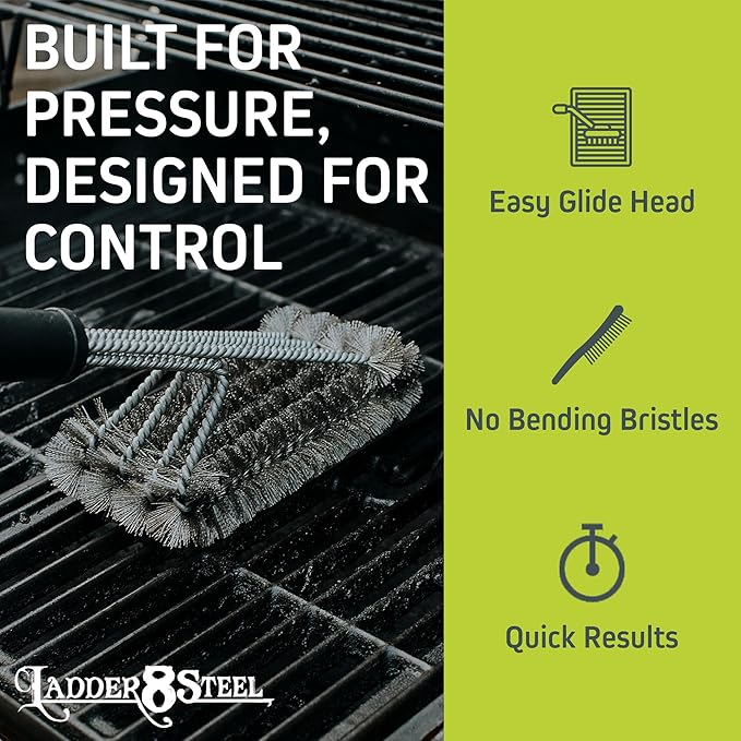 Jolly Green Products Heavy Duty Grill Brush for Outdoor Grill – Safe Grill Brush Designed by Firefighter | Barbecue Grill Brush & BBQ Brushes for Grill Cleaner | Durable & Safe for All Grates