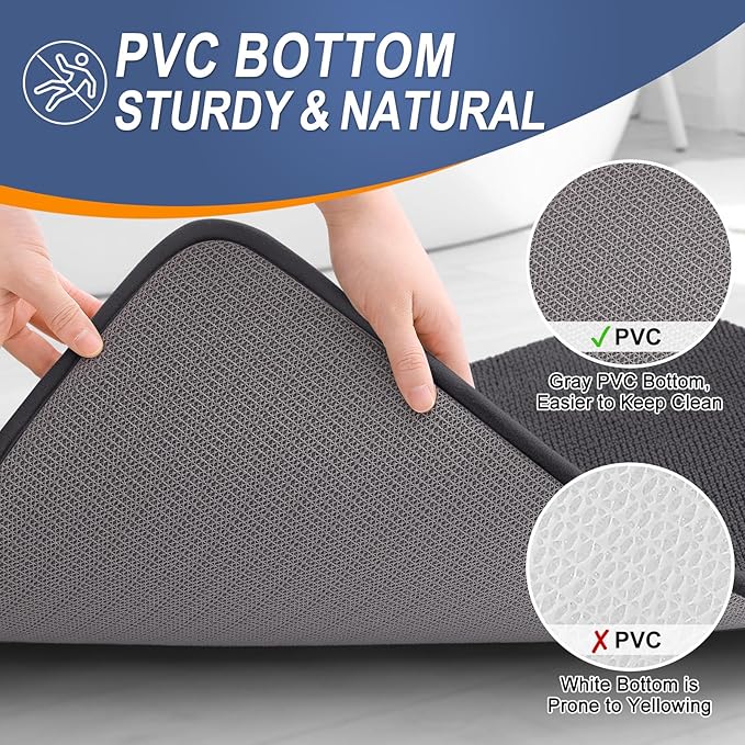 OLANLY Toilet Rugs U-Shaped 24x20, Extra Soft Absorbent Thick Memory Foam Contour Bathroom Rugs, Dry Quickly, Machine Washable, Non-Slip Toilet Bath Mat, Home Decor Accessories, Dark Grey