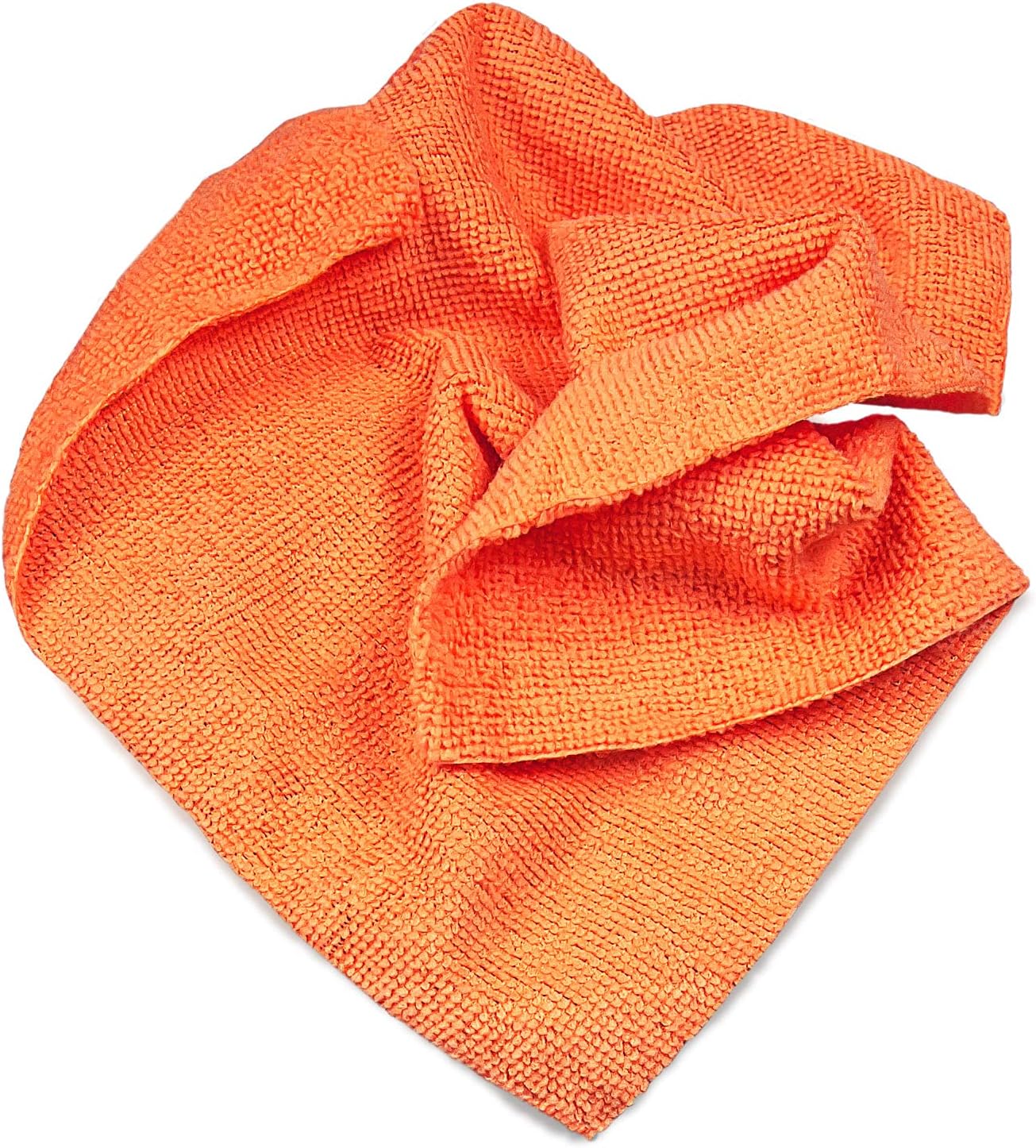 Eurow 200GSM Microfiber Cleaning and Drying Cloths with Dispenser Box, Reusable, Streak-Free, Scratch-Free, Ultra Absorbent, Edgeless for All Surface Types, 12x12in, 50-Pack, Orange