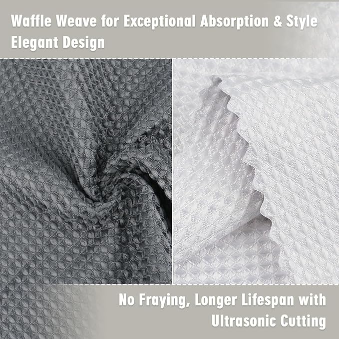 GLIMGLINT Waffle Weave Microfiber Towel, Lint Free Microfiber Cleaning Cloth for Household, Reusable Dish Towels, 20Pack, 11.5x11.5 Inch, (12 Grey, 8 White)