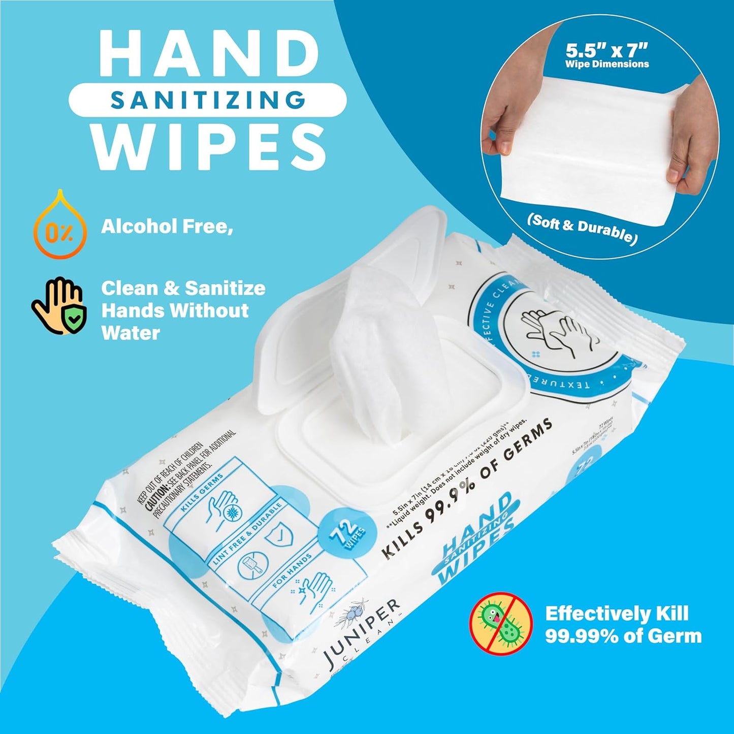 3 Pack Hand Sanitizing Wipes, Alcohol Free 216 Count Disposable Hand Sanitizer Wipes, Fresh Scent, Lint Free & Durable