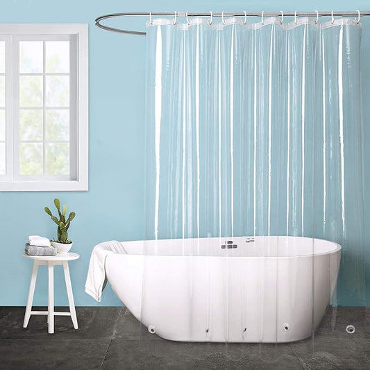 EurCross Clear Shower Curtain Liner 72x76inches Long with 5 Magnets, Heavy Duty Weighted Thick PEVA Shower Liner, Transparent Plastic Shower Curtain for Bathroom with 12 Metal Grommets