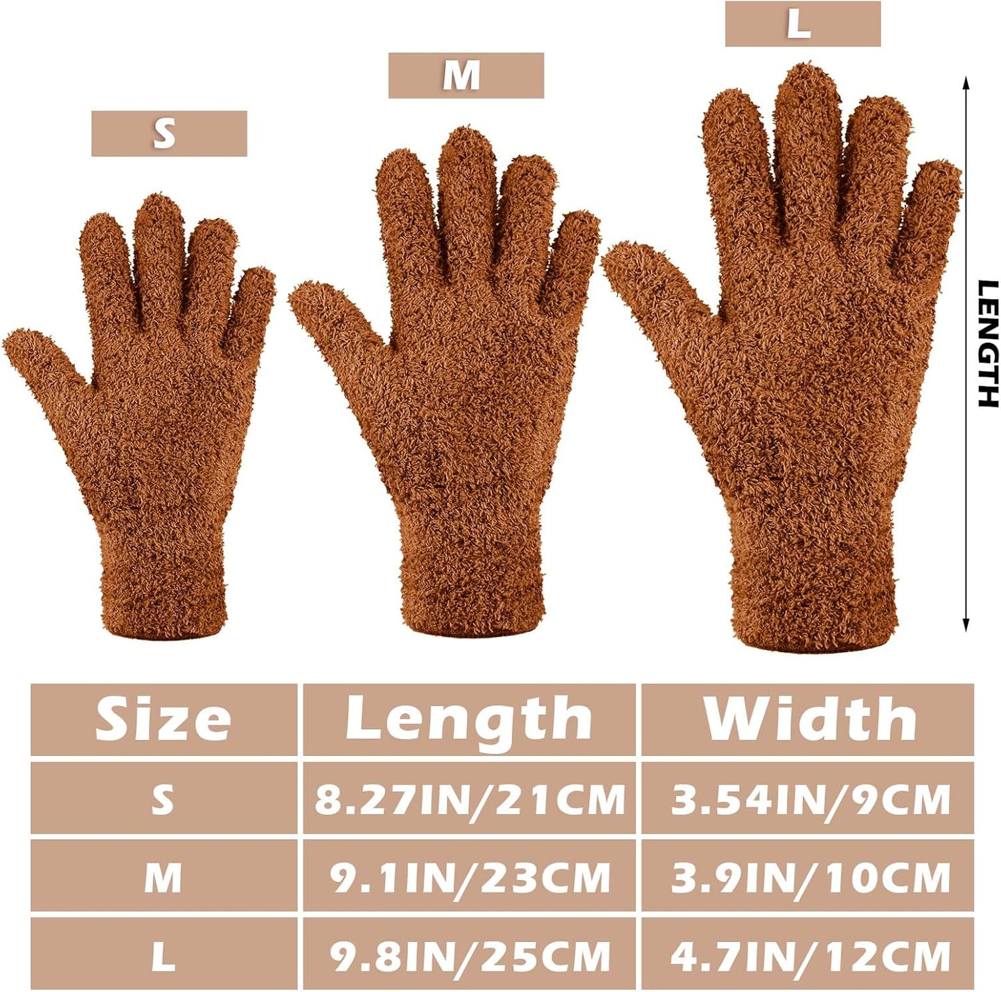 Patelai 3 Pairs Microfiber Plant Dusting Gloves Leaf Cleaning Gloves for Indoor Plants, Blinds, Furniture, House(Medium,Orange, Brown, Dark Gray)