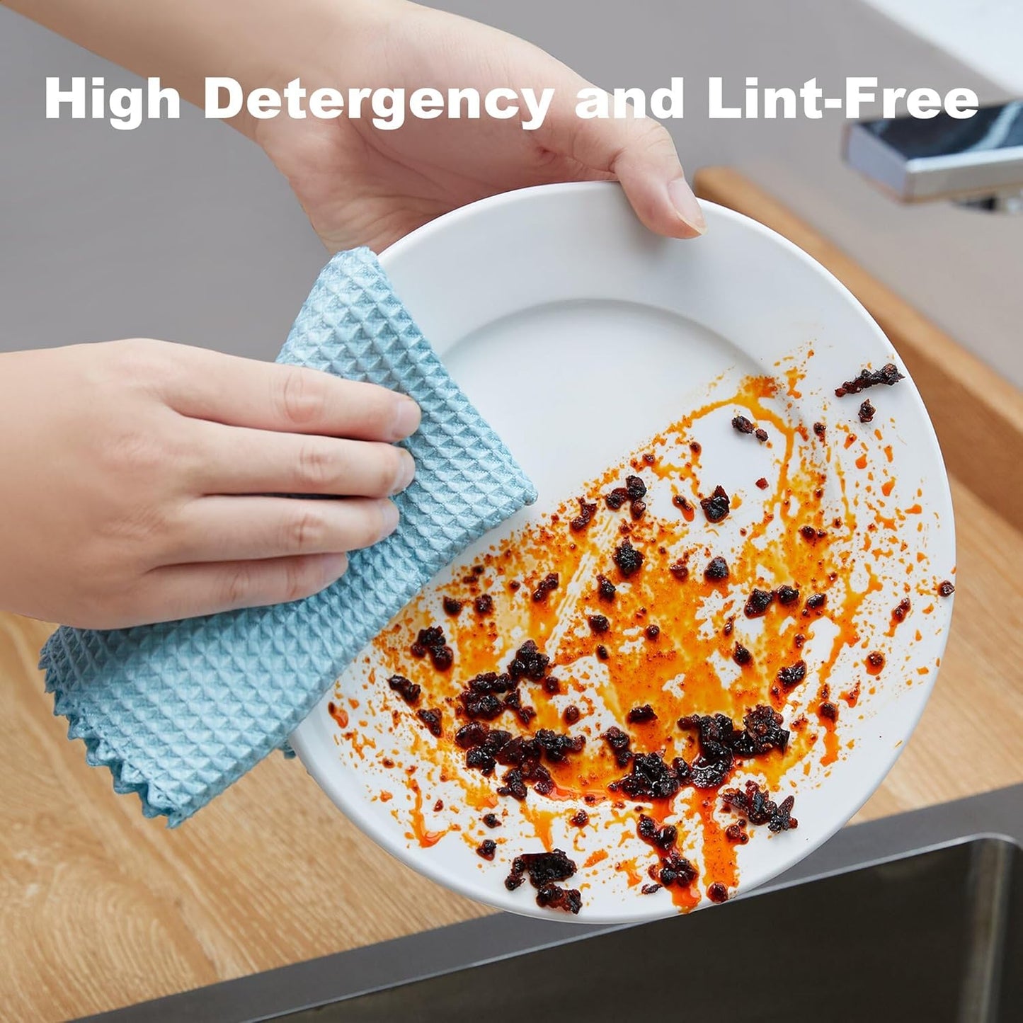 JOYMOOP Microfiber Cleaning Cloth, Reusable Absorbent Microfiber Cleaning Cloths, Kitchen Dish Cloth Waffle Weave 5 Pack, Mixed Color, 9.8×9.8inch