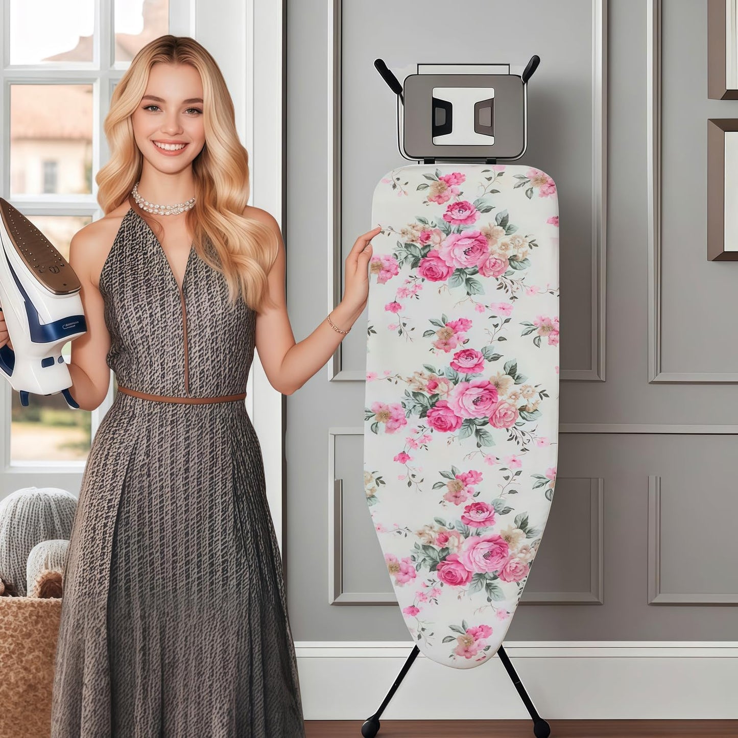 Ironing Board Cover with Two 5MM Thick Feltpads,13"x43"Heat Resistant Replacement Ironing Board Cover and Pad,Fits Standard Ironing Boards,Durability and Easy to Install