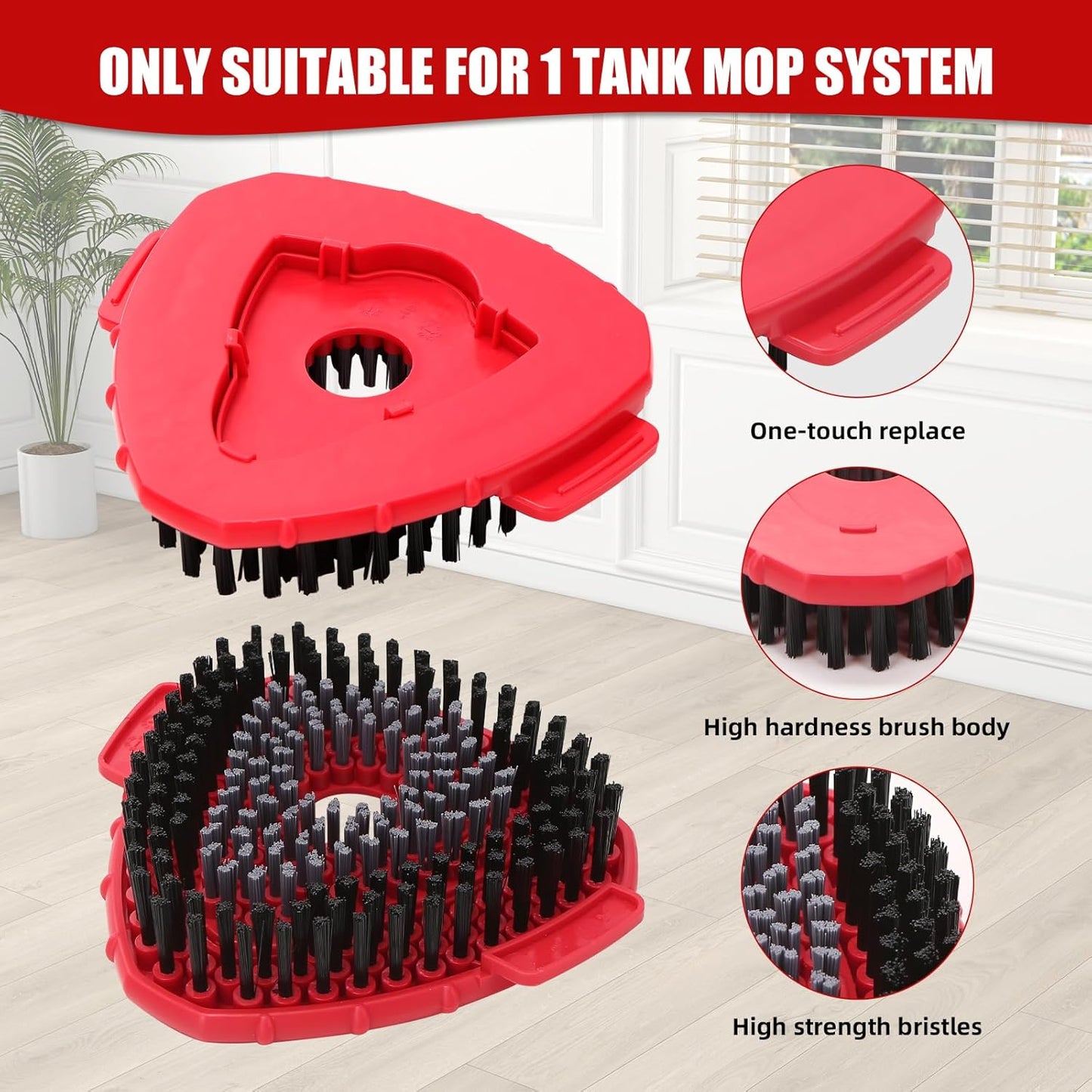 4 Pack Mop Replacement Heads Compatible with Oceda EasyWring 1-Tank System - Includes 1 Mop Scrub Brush Head,1 Mop Base,Microfiber Mop Refills, Easy Cleaning Mop Head Replacement(White)