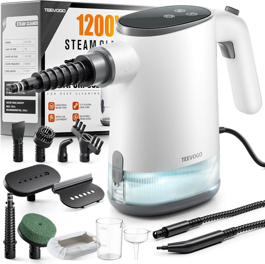 Handheld Steam Cleaner for Home, Portable Steamer Cleaner with 12 Accessories, 15S Fast Heat Up, Steam Adjustable, Hand Held Steamer for Cleaning Grout, Floor, Kitchen, Bathroom, Windows