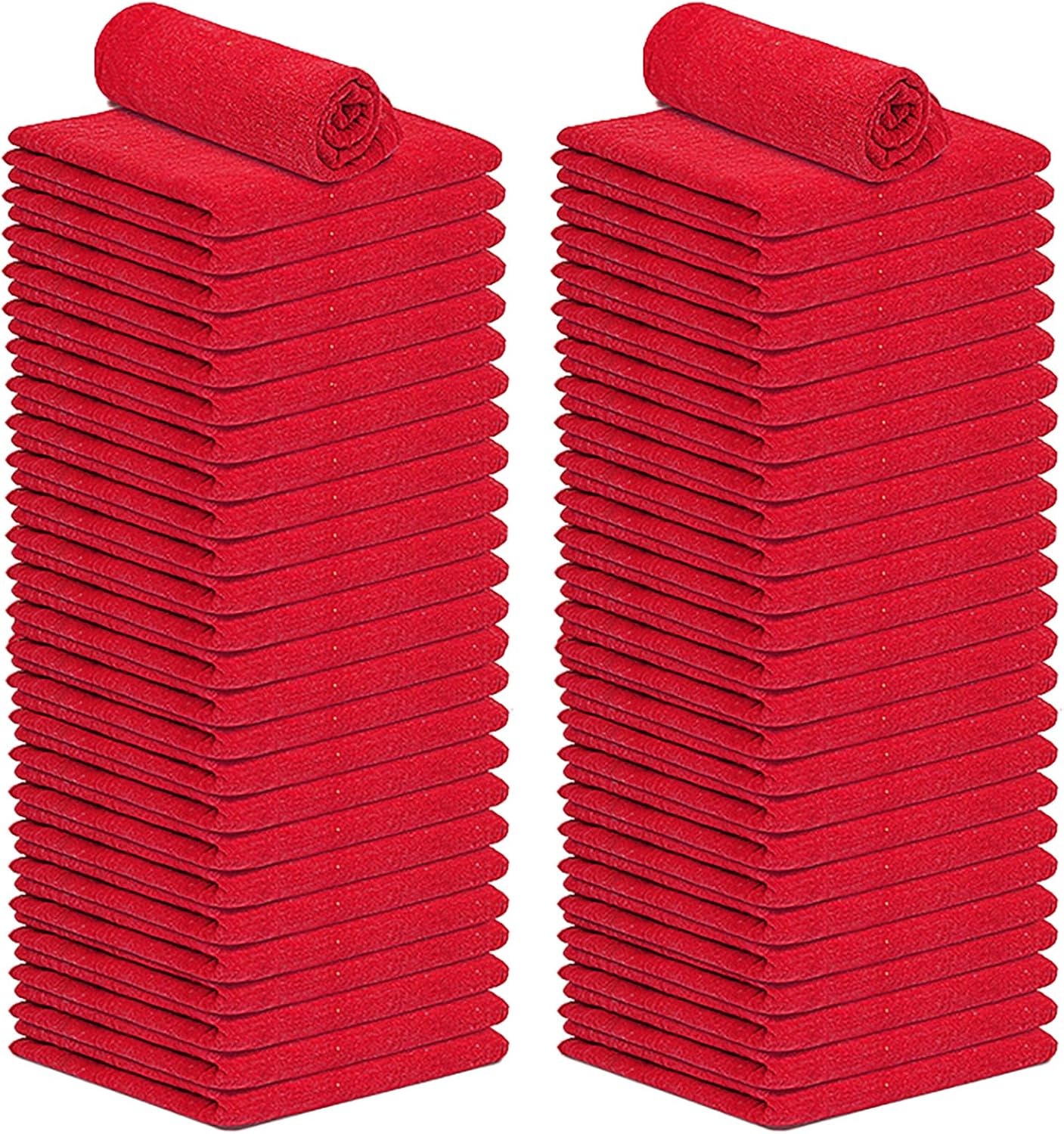 Cotton Shop Towels - Pack of 50 Cleaning Rags 12'' x 14'' - Super Soft and Absorbent Shop Rags for House - Multipurpose Cleaning Towels for Automobiles, Industries, Garage