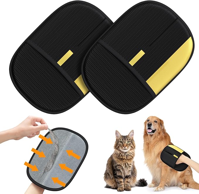 Pet Hair Remover - 2025 New Electrostatic Magic Brush Pet Hair Remover Glove, Reusable Cat & Dog Hair Remover Tool for Clothing, Couch, Furniture, Carpet, Car Seat, Cat Grooming Glove, 2 PCS