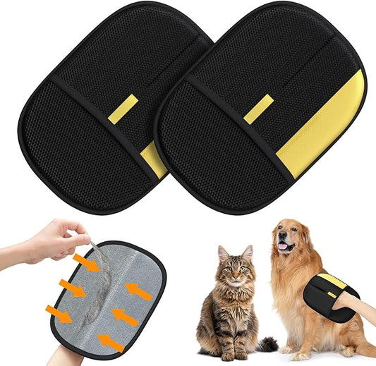 Pet Hair Remover - 2025 New Electrostatic Magic Brush Pet Hair Remover Glove, Reusable Cat & Dog Hair Remover Tool for Clothing, Couch, Furniture, Carpet, Car Seat, Cat Grooming Glove, 2 PCS