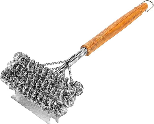 BBQ-AID Grill Brush for Outdoor Grill Bristle Free - 18" BBQ Brush for Grill Cleaning Kit - Safe BBQ Grill Cleaner Brush and Scraper - Stainless Grill Cleaning Brush for Any Grill, Grill Accessories