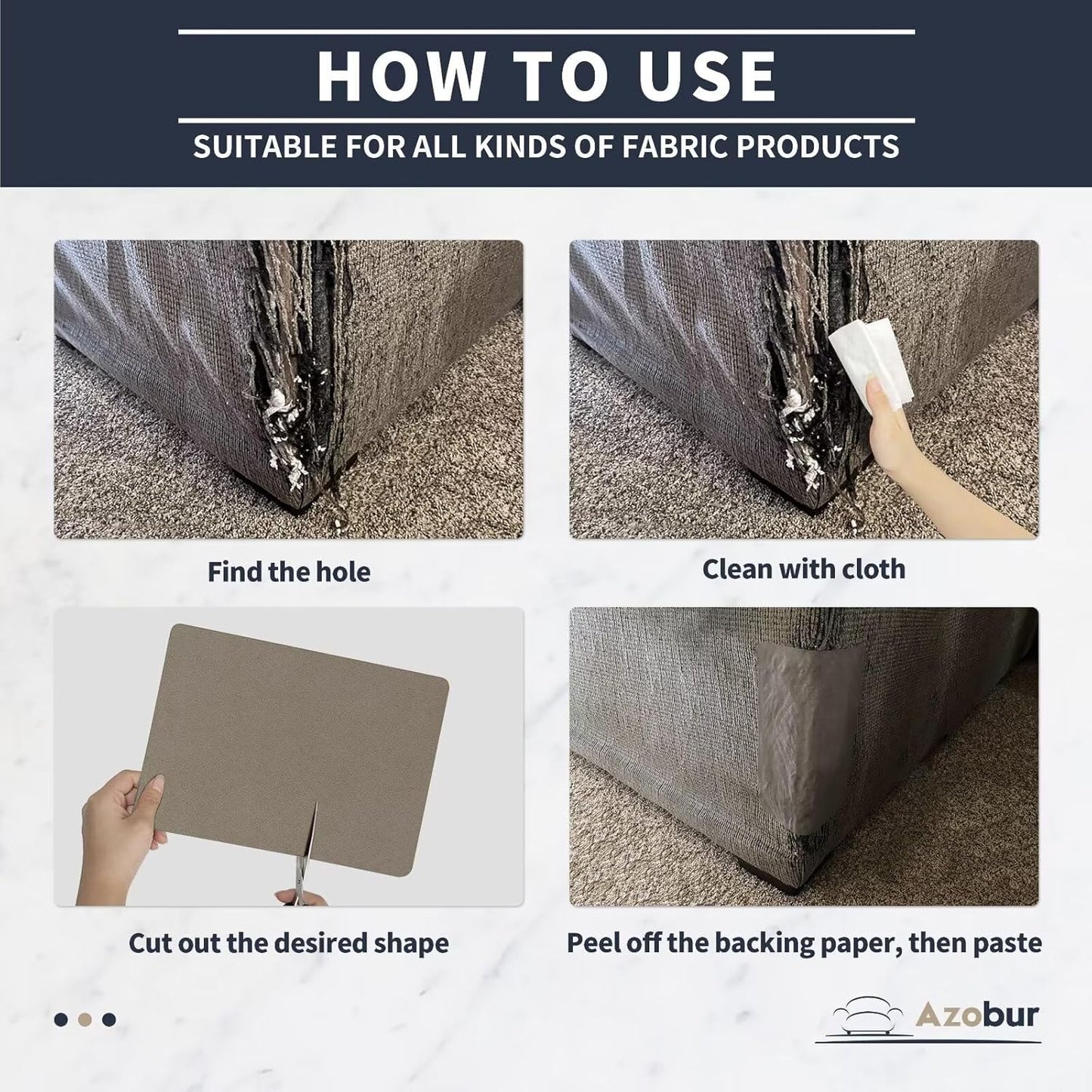 Azobur Velvet Patch,Self-Adhesive Rectangular Flannel Fabric Patch,Multicolor Available Anti Scratch Velvet 8X11 Inch Peel and Stick for Sofas, Automotive Interior, Handbags,and Pillow (Brown)