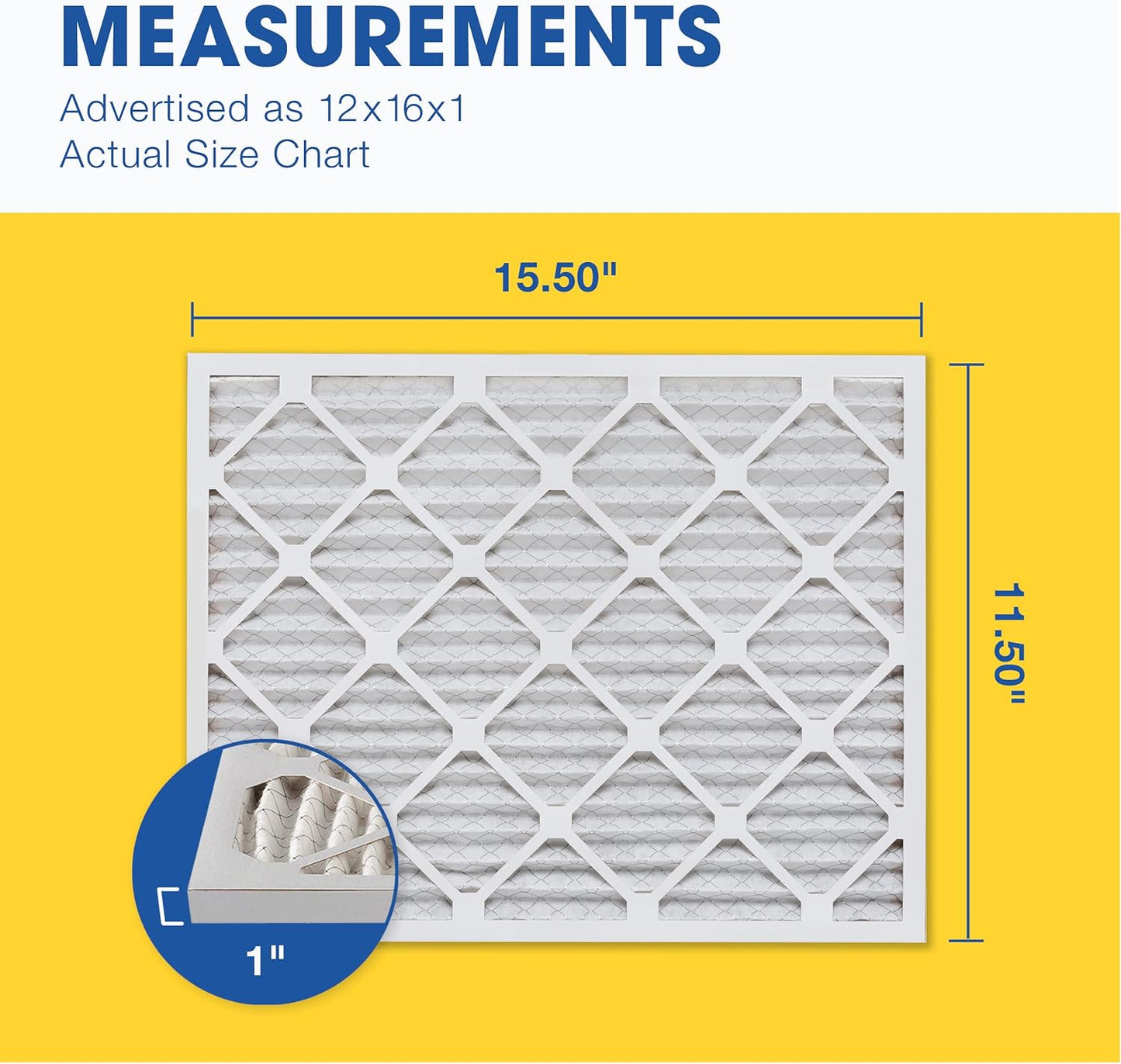 Aerostar 12x16x1 Air Filter MERV 13 (For Allergies, Dust, Lint, Mold, Pet Dander, Smoke, Smog & Bacteria) - Electrostatic MPR 1500-1900 & FPR 10 - Pleated HVAC AC Furnace Air Filters - Pack of 6