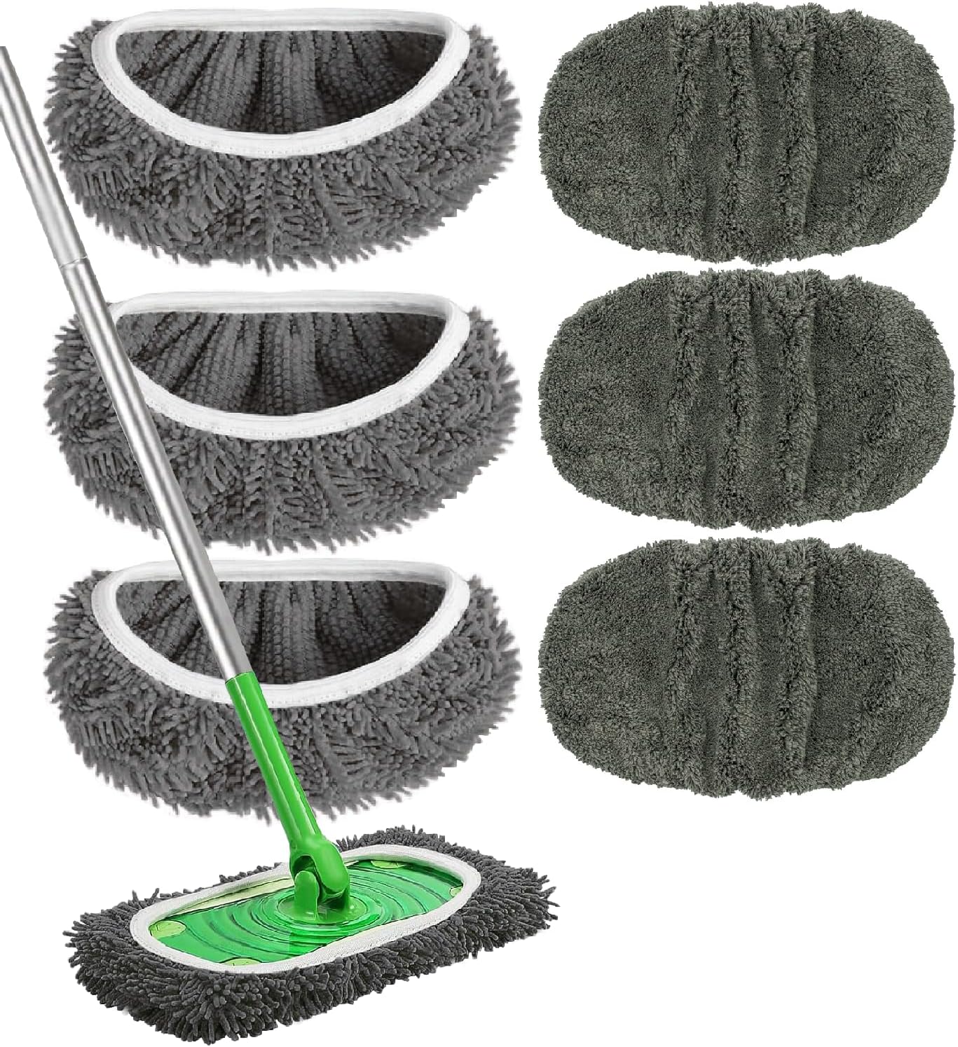 Reusable Microfiber Mop Pads Washable Wet Pads Compatible with Swiffer Sweeper Refills Pads for Wet & Dry Sweeping Cloths Mop Head Replacement for Household Cleaning