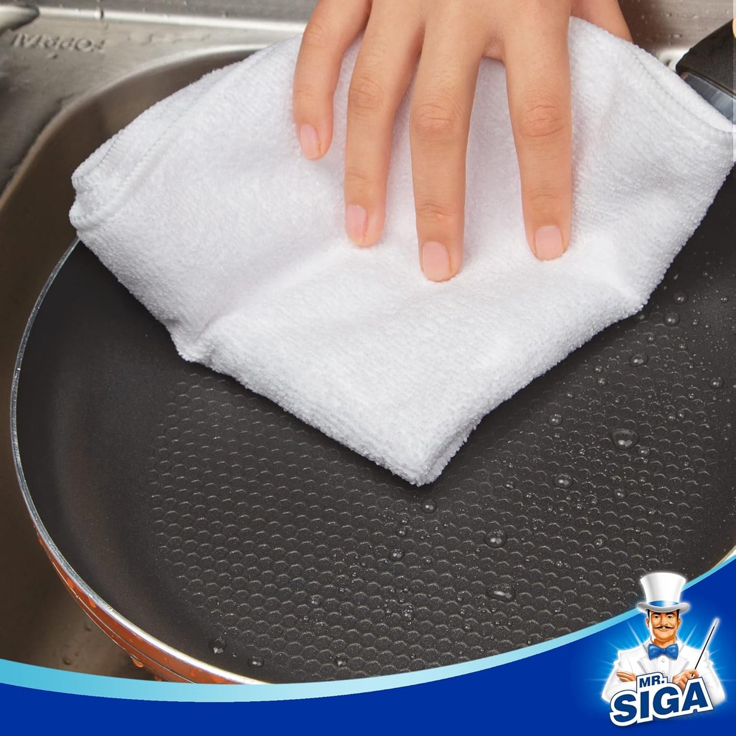 MR.SIGA Microfiber Cleaning Cloth, All-Purpose Microfiber Towels, Streak Free Cleaning Rags, Pack of 12, White, Size 32 x 32 cm(12.6 x 12.6 inch)