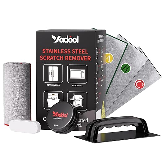 Stainless Steel Scratch Remover Kit, Ideal for Refrigerators, Fridge, Stoves, Sinks, Dishwasher Doors & Appliances Scratch Repair & Polish, Use for Non-Coated Stainless Steel Metal Repair Kits