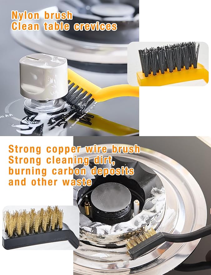 Kitchen Stove Gap Cleaning Nylon Scrub Brush, Hard-Bristled Crevice Cleaning Brushes Set for Range Hood Grease Grime, Clean Tiles Corners, Bathroom, Shower, Door Window Track (5 Pcs)
