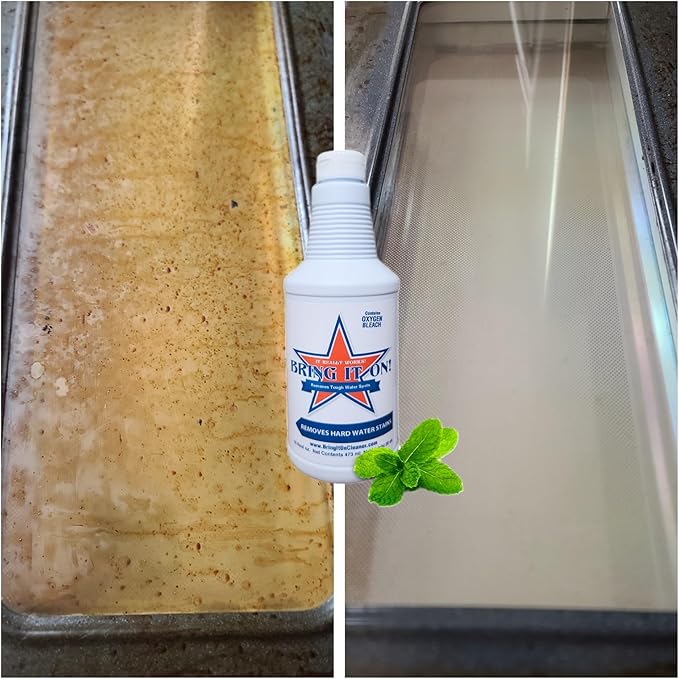 BRING IT ON! CLEANER Professional Hard Water Stain Remover & Glass Shield Sealant - Tiles, grout, Windows, Fiberglass, Chrome, Tubs, Toilets