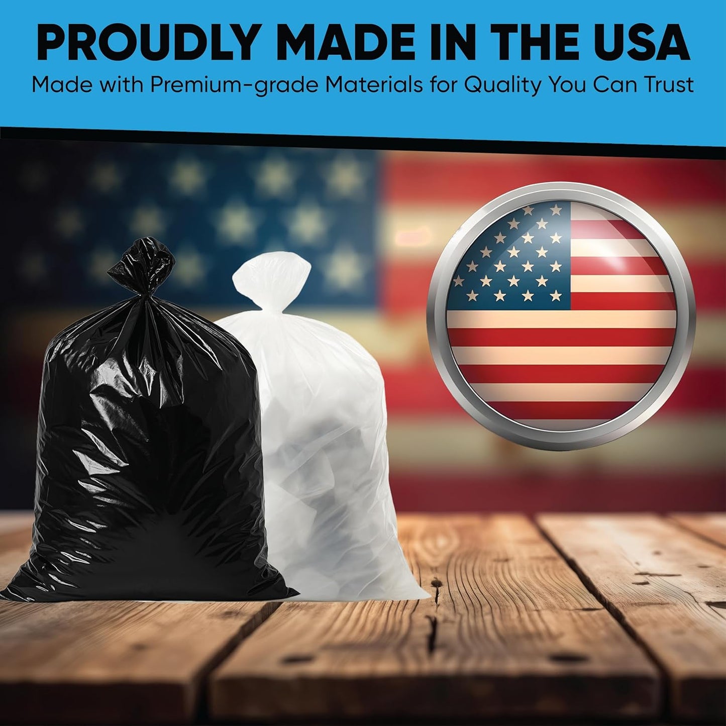 Contractor Garbage Bags 55 Gallon Heavy Duty | 50 Count | 3 Mil Construction Bags Heavy Duty with Ties | 55 Gallon Trash Bag Heavy Duty for Contractors
