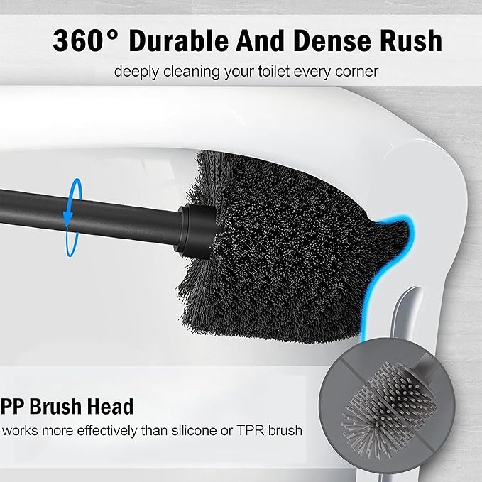 Silver Chrome Toilet Bowl Brush with Holder with Removable Plastic Liner, Durable Bathroom Cleaning Tool, Bathroom Cleaner Brush for Efficient Cleaning and Hygiene