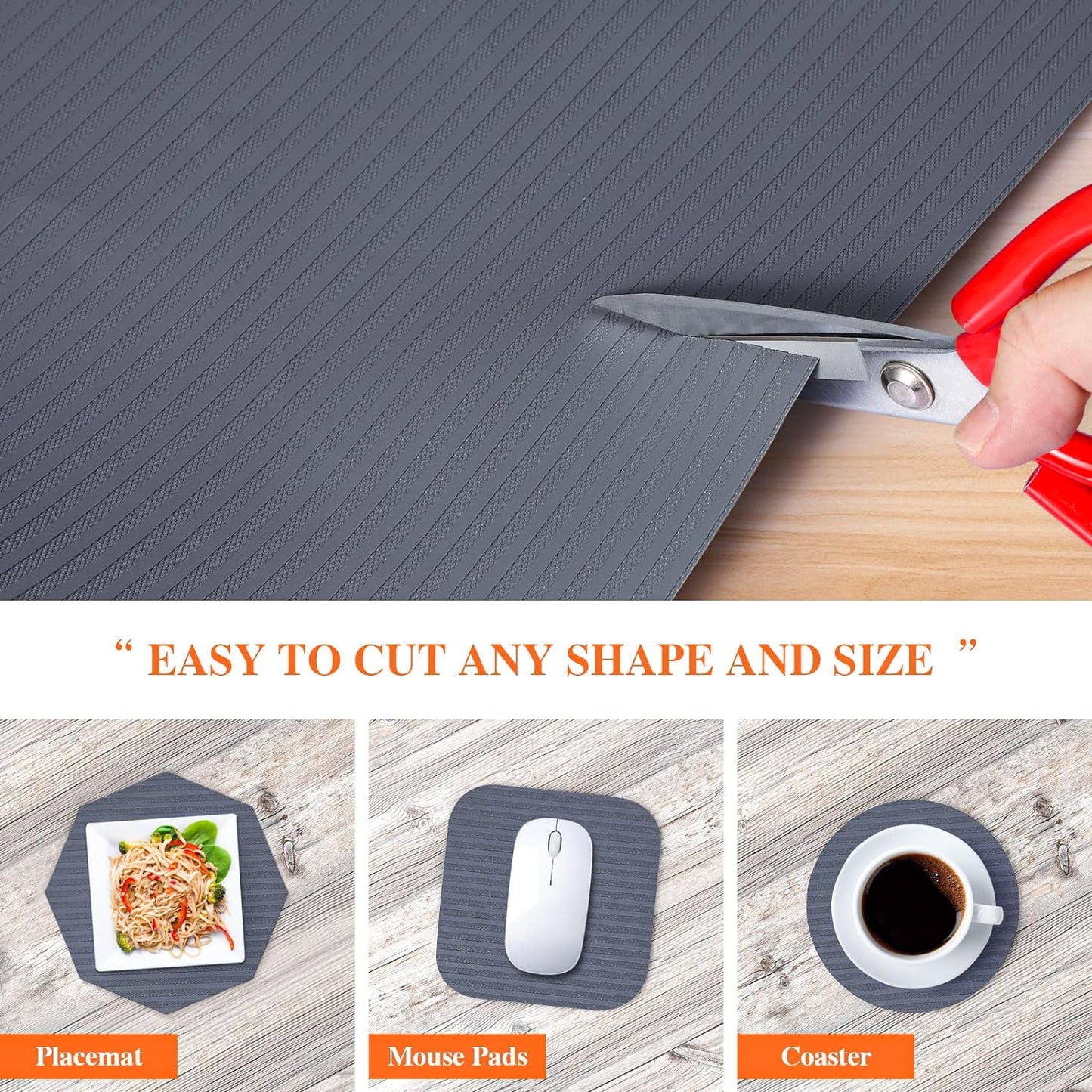 Shelf Liners for Kitchen Cabinets, 22Inch x 20Ft, Non Adhesive Shelf Liner, Non-Slip Kitchen Drawer Liners, Waterproof Durable Cabinet Liners for Shelves, Refrigerator, Pantry, Dark Gray