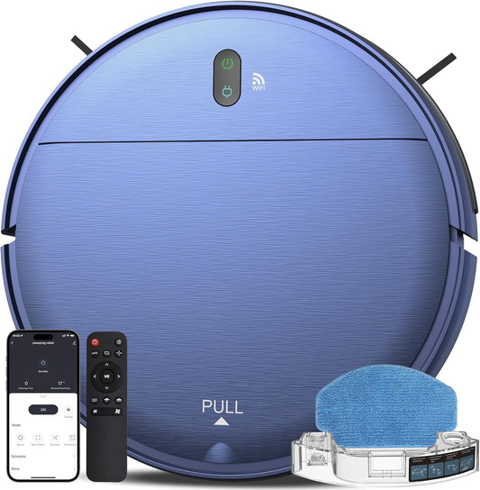 ZCWA Robot Vacuum and Mop Combo,2.4GHz WiFi Link Vacuum Robot,4 Cleaning Mode Robotic Vacuums Cleaner,APP/Remote Aspiradora Robot,Self-Charging Robot Vacuum for Pet Hair,Stains,Carpets,Corner