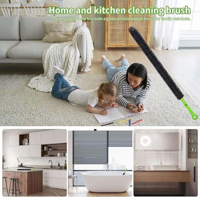 2 Pcs 17” Flexible Sink Drain Cleaner Brush Long Pipe Cleaner Brush for Cleaning Home Kitchen Sink Buthtub Snake Tube Hair Drain Clog Remover Brush for Shower and Tub Hair Clogs Bendable Sewer Drain