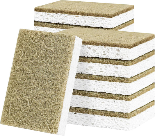 Natural Kitchen Sponges, 12 Pack Non-Scratch Sponge for Dishes, Biodegradable Scruber Sponges Kitchen for Cleaning, Household