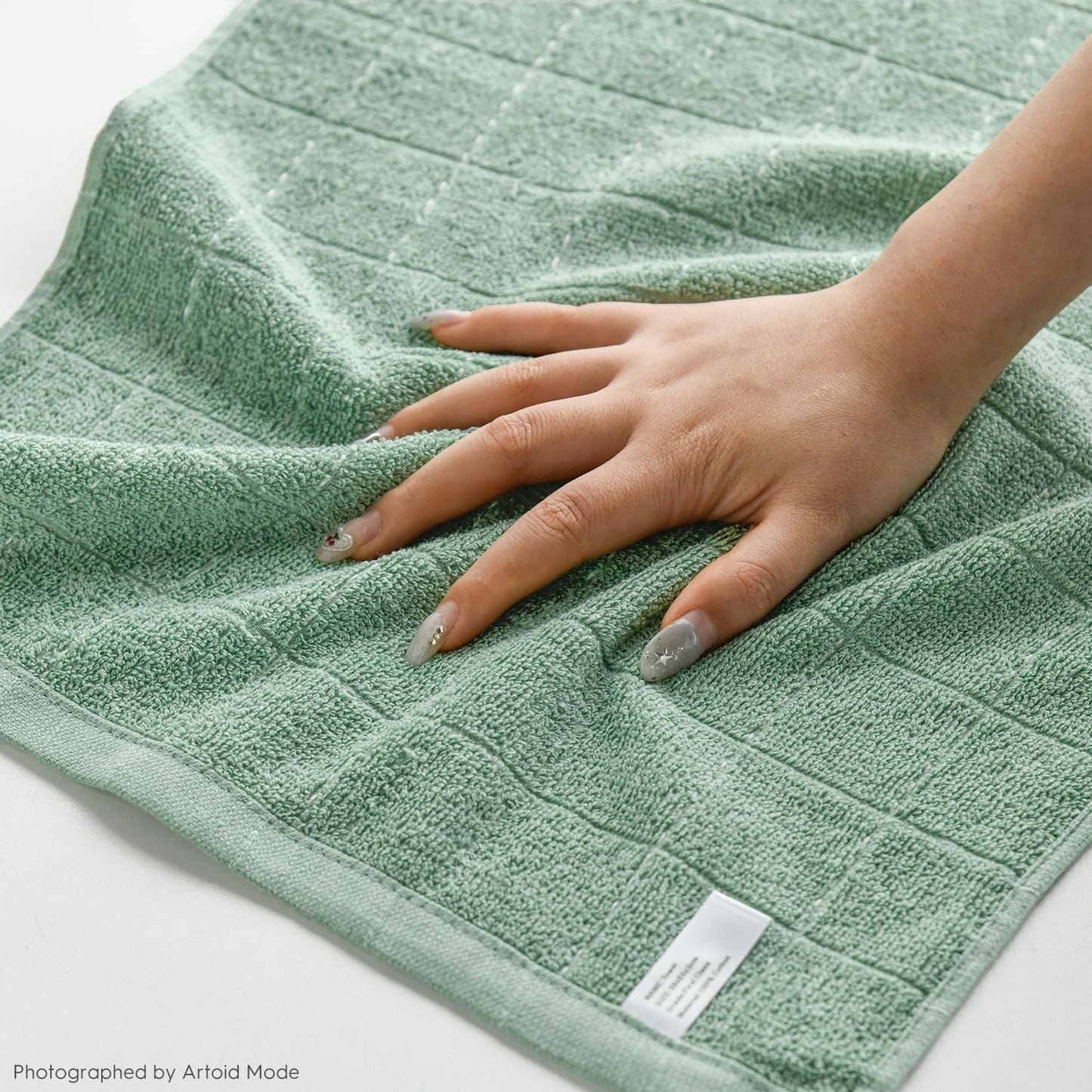 Artoid Mode Checkered Designed Cotton Light Green Terry Kitchen Dish Towels, 15x25 Inch Soft Absorbent Quick Drying Cleaning Tea Towels Set of 4