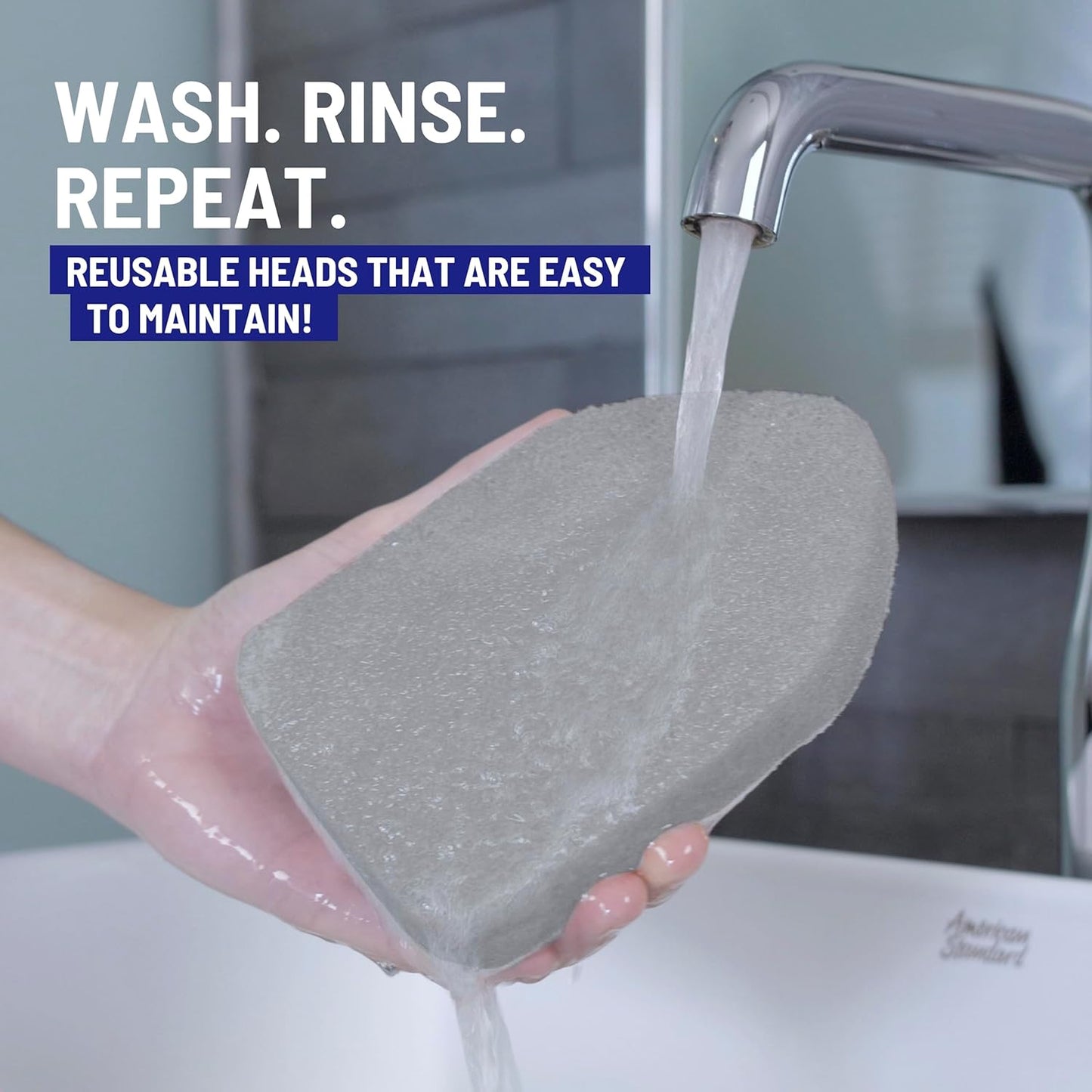 Replacement Scrubber Refill for Moku Home Extendable Tub Tile Shower Brush for Cleaning Non-Scratch (5X Scrubber Sponge Gray)